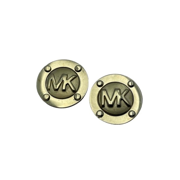 Michael Kors Gold Plated Logo Button Earrings - Picture 2 of 6